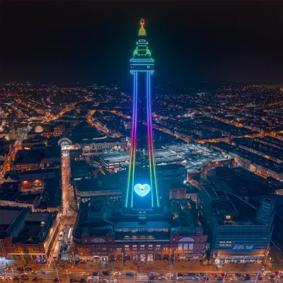 The Blackpool Tower lit up at night - Top Blackpool attraction