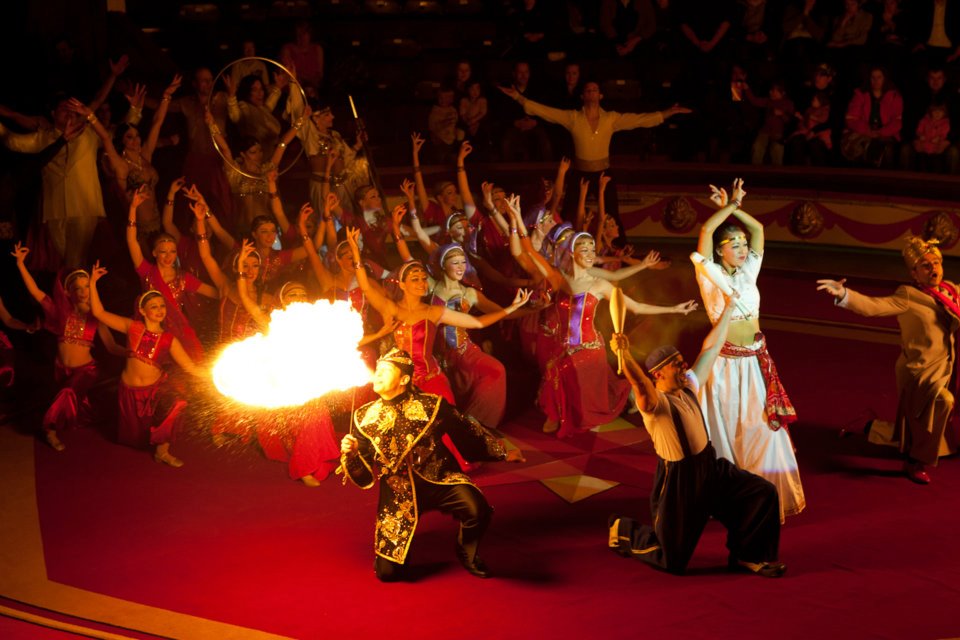 Fire performers at The Blackpool Tower Circus 