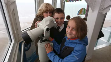 3 kids at the top of the Blackpool Tower Eye