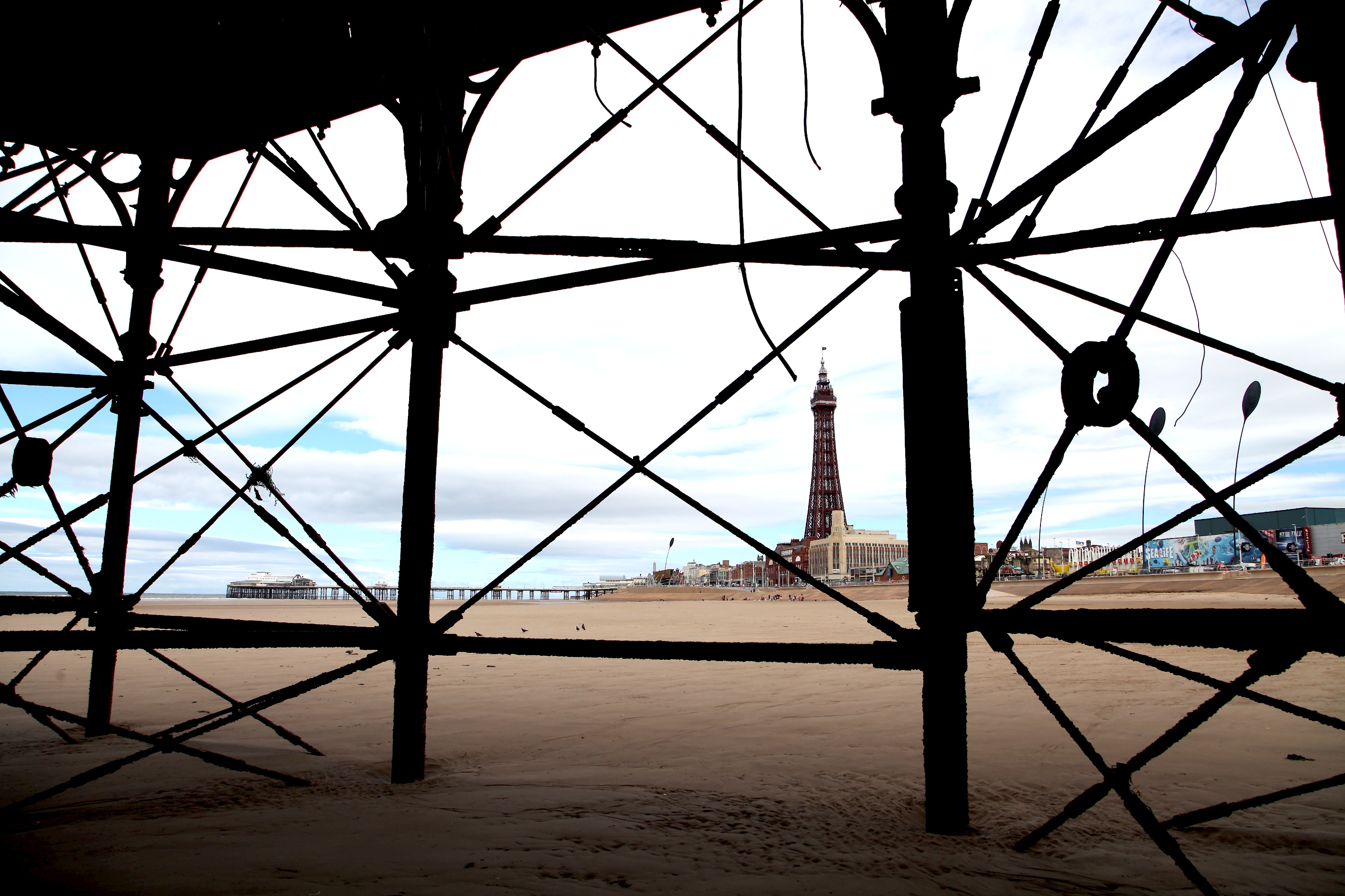 View of the Blackpool Tower from the beach
