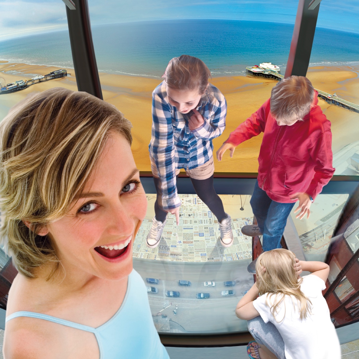 Family at the top of The Blackpool Tower Eye