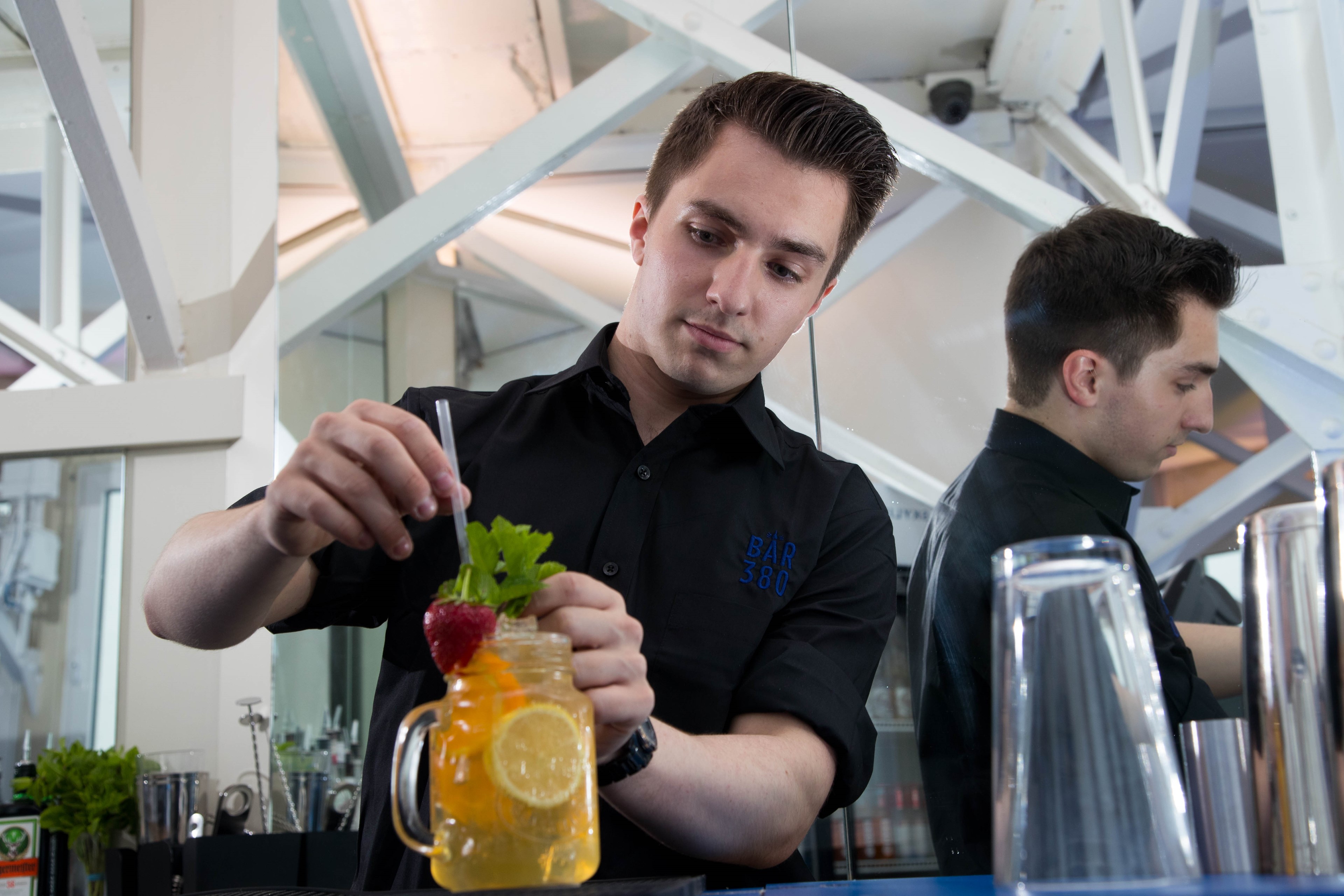Watch our mixologists make a cocktail at Bar 380 at the top of The Blackpool Tower