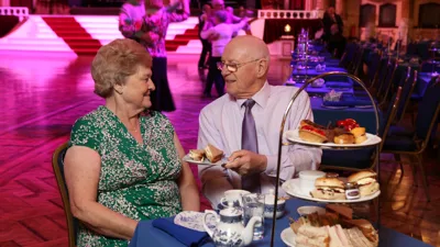Couple enjoying afternoon tea at the Blackpool Tower Ballroom