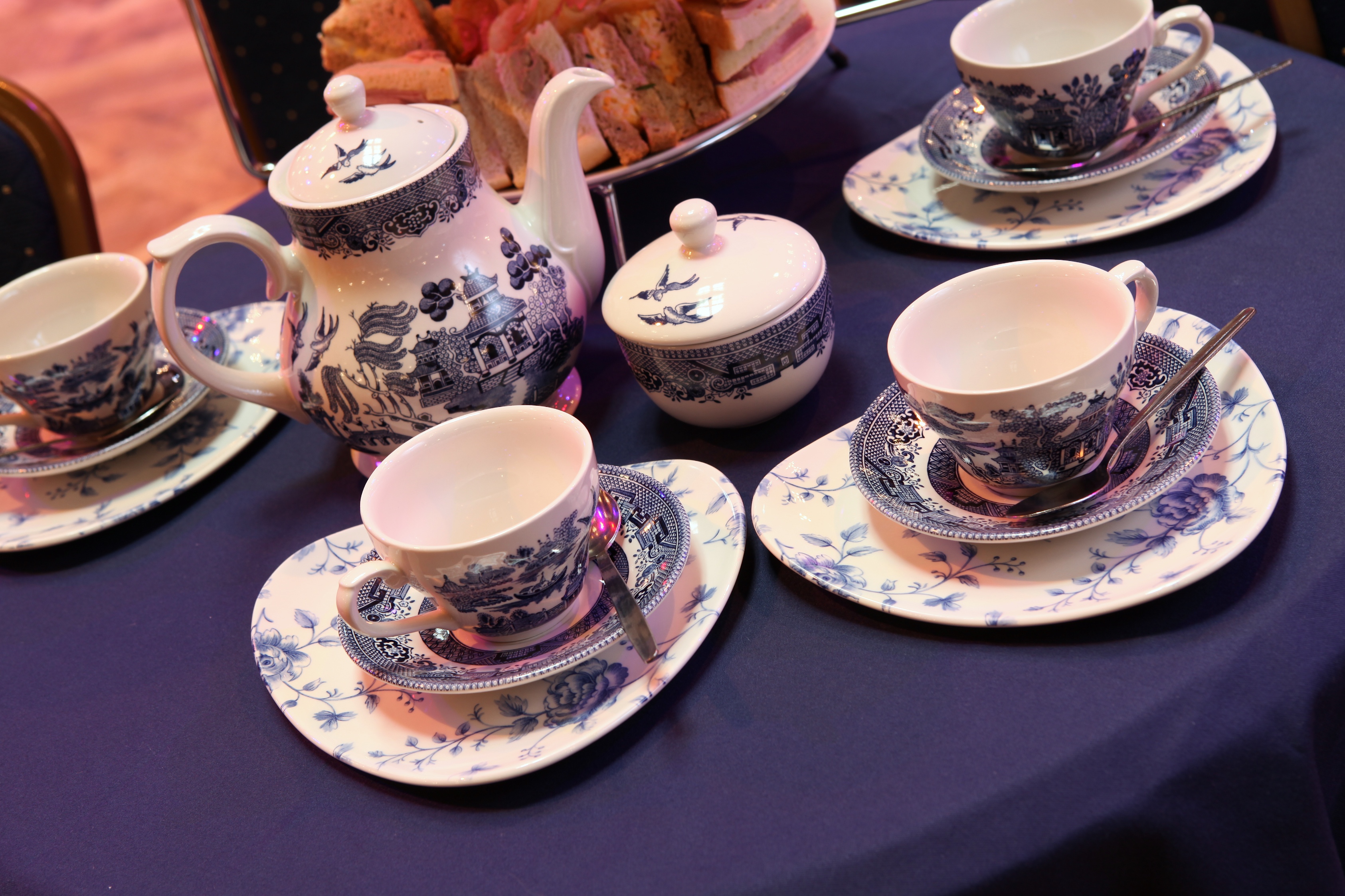 Afternoon tea - tea pot and tea cups at the Blackpool Tower 