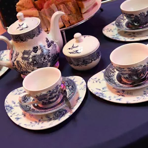 Afternoon tea - tea pot and tea cups at the Blackpool Tower 