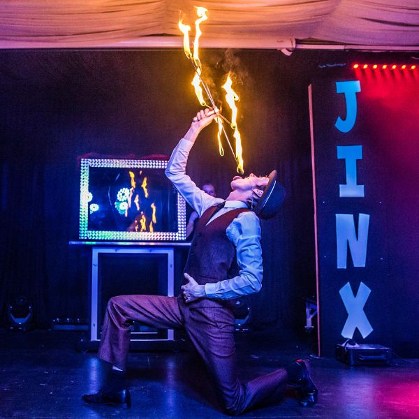 High Jinx magic show man fire eating 