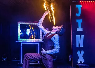 High Jinx magic show man fire eating 